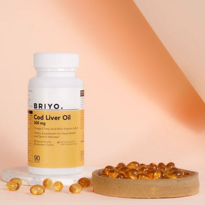 Briyo briyo supplement briyo supplements Cod liver oil omega 3 Vitamin A & D Capsules Cod liver oil 300 mg Capsules 